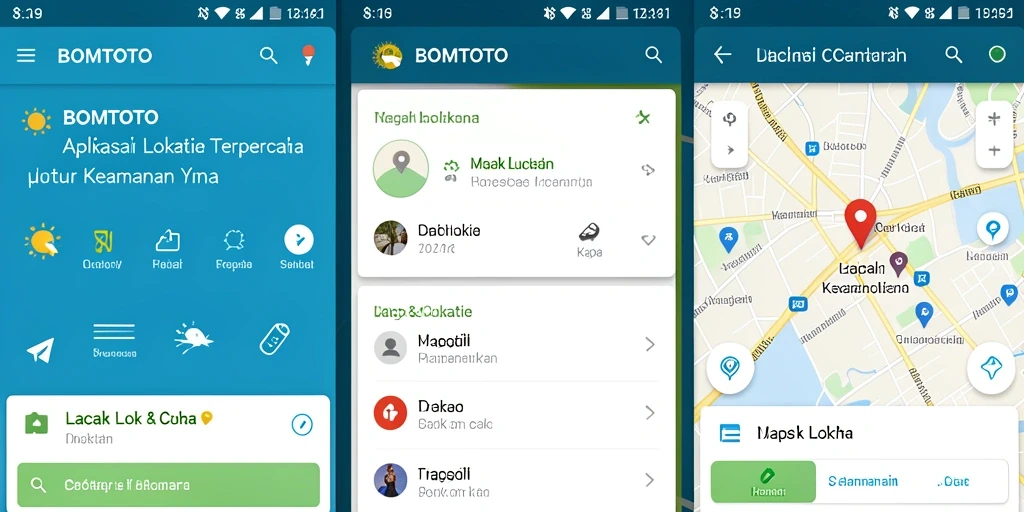 Tampilan antarmuka aplikasi BOMTOTO untuk pelacakan lokasi yang mudah digunakan.