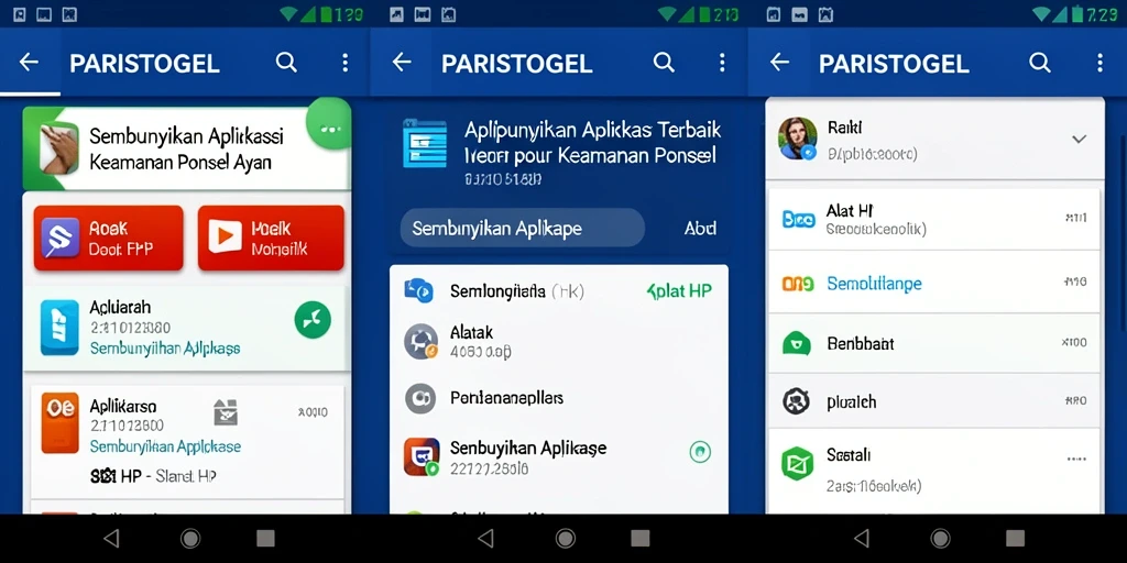 Antarmuka utama PARISTOGEL dengan fitur Sembunyikan Aplikasi yang intuitif.