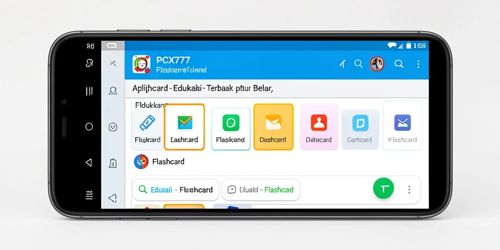 Antarmuka PCX777 yang interaktif untuk belajar dengan flashcard.